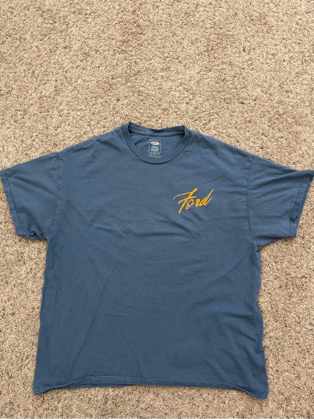 Ford Script Logo Men's Blue Thunderbird Classic Distressed T-Shirt XL
